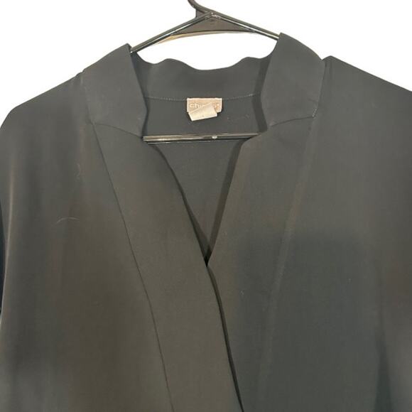 Chico's Black V-Neck Long Sleeve Sailor Collar Side Slit Dress Women Sz 2 12/14 - Picture 5 of 9